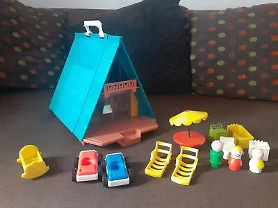 Buy Vintage Retro Fisher Price Family A Frame House 1970s + Furniture / Cars Etc • 19.98£