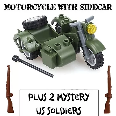 Buy Military Building Blocks US Army Motorcycle Set - WW2 Soldiers + Rifles • 7.99£