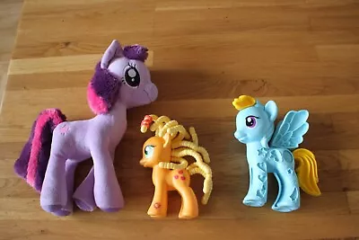 Buy 3My Little Pony 1TY Twilight Sparkle,2Plastic Hair/mane AppleJack &Playdoh Rainb • 10.39£