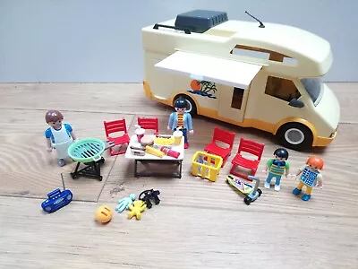 Buy PLAYMOBIL Cream CAMPERVAN With FAMILY & BBQ Extras & Accessories • 21.99£
