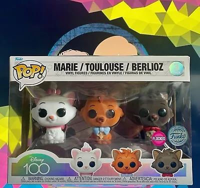 Buy Funko Pop Marie / Toulouse / Berlioz 3 PACK Flocked Special Edition Disney 100 • 79.99£
