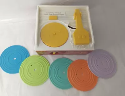 Buy Fisher Price Music Box Record Player With 5 Records Vintage Working Toy S169 • 22£