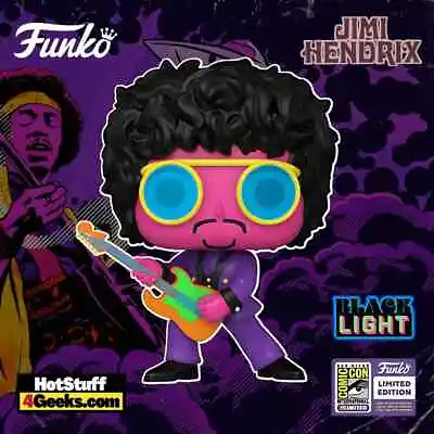 Buy Funko Pop SDCC 2023 Jimi Hendrix Blacklight LE 1500 *OFFICIAL STICKER* IN HAND • 171.35£