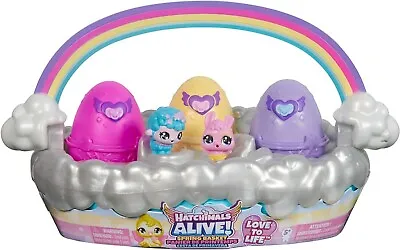 Buy HATCHIMALS Alive, Spring Basket With 6 Mini Figures, 3 Self-Hatching Eggs • 19.99£