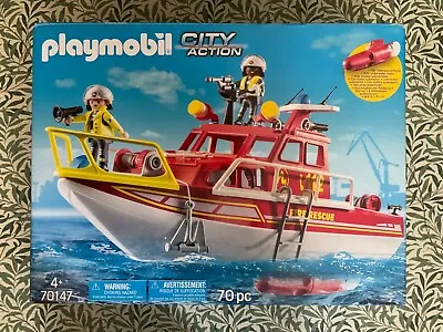 Buy Playmobil City Action 70147 Fire Rescue Boat Ship Underwater Motor • 21£