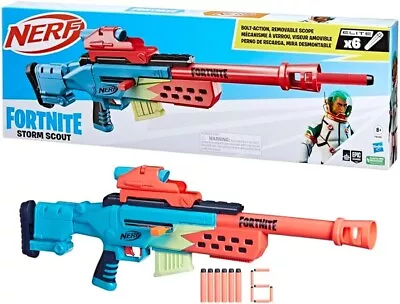 Buy Nerf Fortnite Storm Scout Blaster With Elite Darts & Clip Nerf Scope Bolt Action • 26.79£