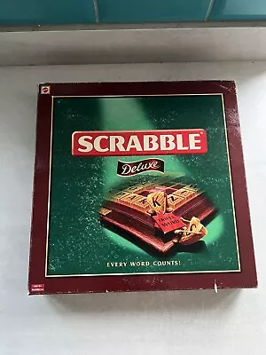 Buy Scrabble Deluxe Edition By Mattel Vintage Wooden Tiles & Turntable. • 39.99£