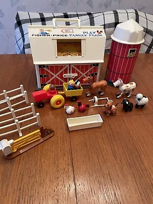 Buy Vintage Fisher Price Little People Play Family Farm Barn, Silo And Animals. • 25£