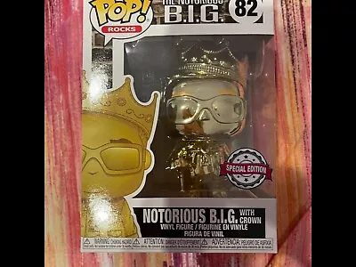 Buy Funko Pop Rap Music Rocks The Notorious BIG With Crown Gold Chrome Special Ed 82 • 32.88£