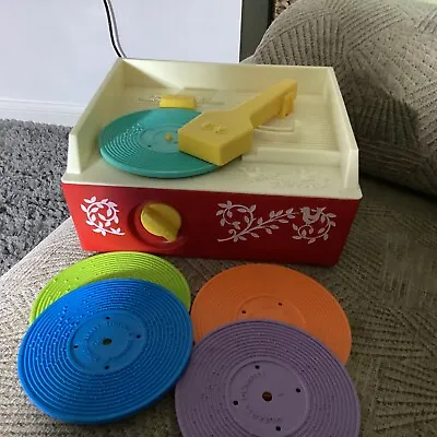 Buy Vintage Collectable Fisher Price Record Player 5 Records 70s • 45.99£