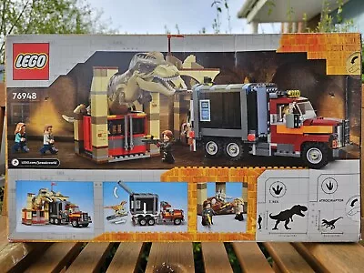 Buy LEGO Jurassic World T. Rex & Atrociraptor Dinosaur Breakout Set 76948 New Sealed • 78.99£