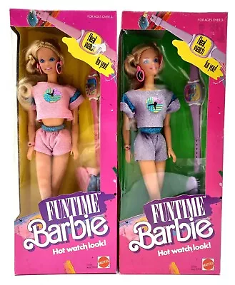 Buy 2x 1986 Mattel Fun Time Barbie Doll: Funtime 1738 + 3718 / NrfB / Stained Legs • 117.08£