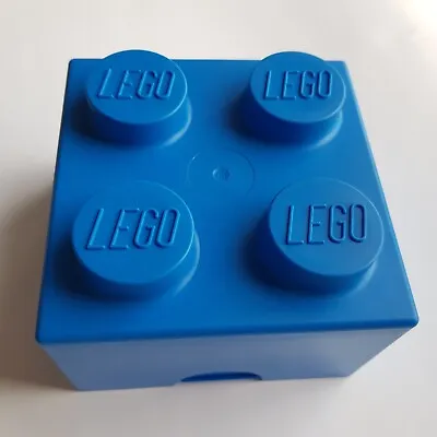 Buy 1985 LEGO Blue Toy Trinket Storage Box Cube 12cm Square 4 Brick VTG Denmark • 23.50£