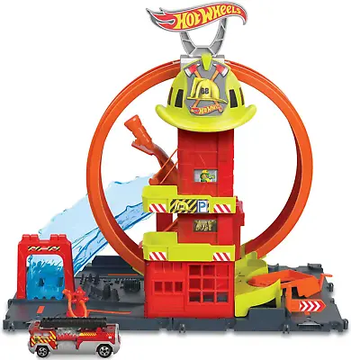 Buy Hot Wheels City Super Loop Fire Station Playset & 1 Toy Car • 24.99£