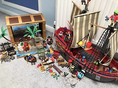 Buy Playmobil Brigantine 3550 Vintage Pirate Ship + 4432 Treasure Chest & 20 Pirates • 60£