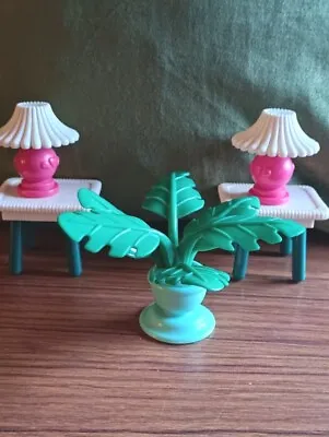 Buy Vintage Fisher Price Loving Family Pair Of Lamps Tables & Plant Dolls House  • 12.99£