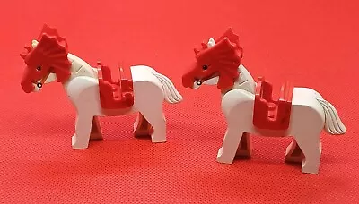 Buy Lego Castle Western Knight Vintage Horse Horses White Black Double Clip Sadles • 9.99£