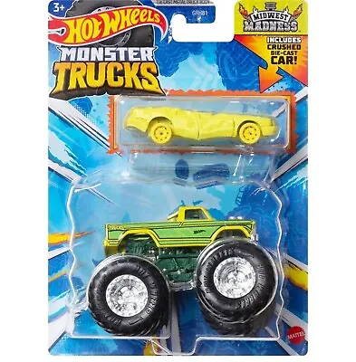Buy Hot Wheels Monster Trucks Midwest Madness 1:64 + Bonus Crushed Die Cast Car NEW • 12.99£
