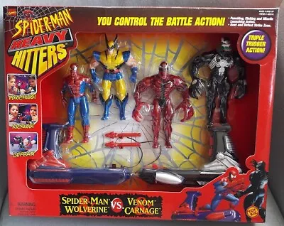 Buy SPIDERMAN: Heavy Hitters: Spiderman/Wolverine Vs Venom/Carnage, Toy Biz, 1998 • 94.95£