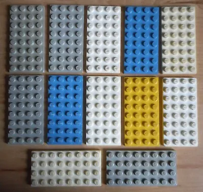 Buy 12x Vintage Lego Old Blue/White/Grey 4 X 8 Stud Base Plate Part Building Toy • 7.99£