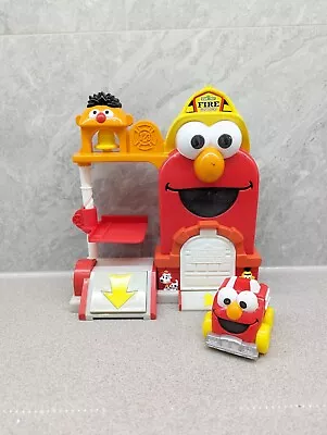 Buy Sesame Street Giggle & Go Fire Station Playset Elmo Car RARE Mattel Fisher Price • 69.99£