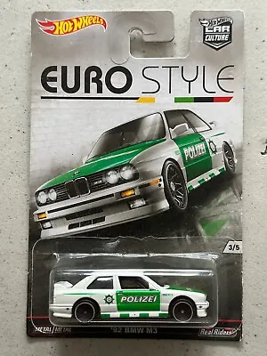 Buy 2015 Hot Wheels Euro Style 92 BMW M3 POLIZEI Car Culture Real Riders Police E30 • 34.99£