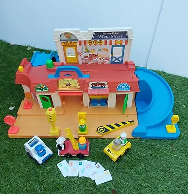 Buy Vintage 80s Fisher Price Main Street With Accessories Vehicles And People VGC • 79.99£