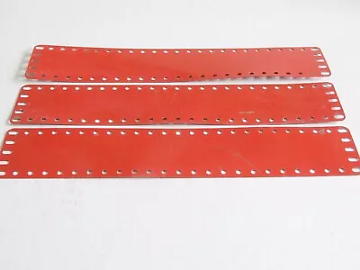 Buy 3 Meccano 5 X 25 Hole Flexible Metal Plates 197 Light Red Stamped MMIE Distorted • 4.80£