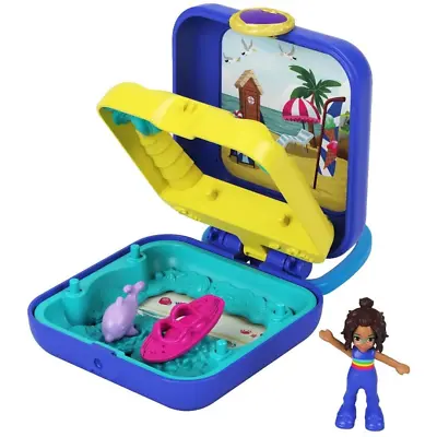 Buy Polly Pocket Shani Tropical Beach Compact Set + Ice Cream Cart Surfboard Mattel • 7.99£