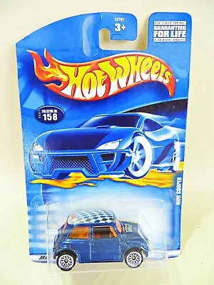 Buy Hot Wheels 158 'mini Cooper' Blue, Chequered Roof. Moc/mib/carded/long Card • 14.99£
