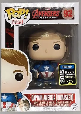 Buy #92 Captain America Unmasked Marvel Avengers Damaged Box Funko POP & Protector • 29.99£