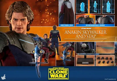 Buy New HotToys 1/6 TMS020 Star Wars The Clone Wars Anakin Skywalker And Stap Figure • 489.99£