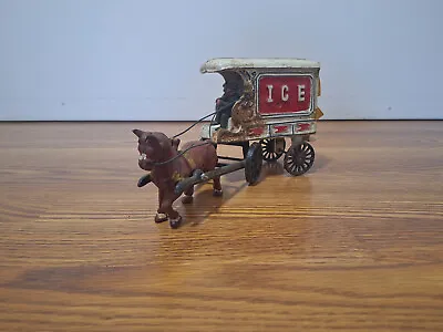 Buy Vintage - Cast Iron Toy - Horse And Cart With Man - ICE Cart- White/Red • 23.15£
