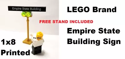Buy LEGO Empire State Building Sign FREE STAND Yellow Gem Lights Gold 1x8 Printed • 4.90£