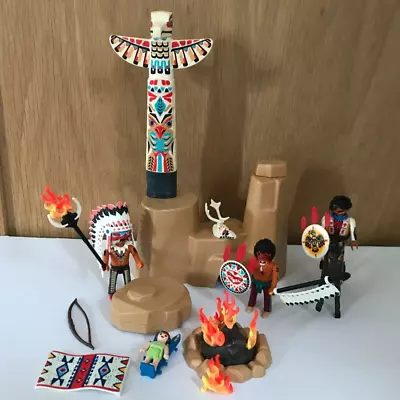 Buy Playmobil Totem Pole Indians Figures Horse Fire Pit Carpet Baby Native American • 17.95£
