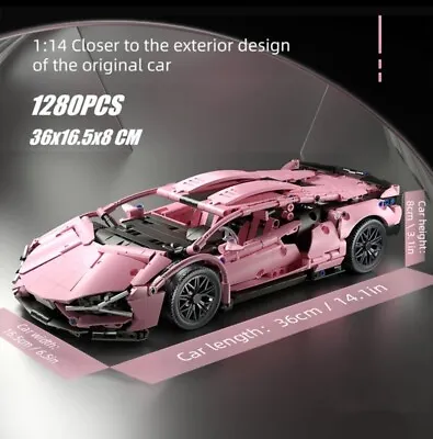 Buy Technic Cyberpunk Lamborghini Car Model Race Car Building Block Set PINK • 29.99£