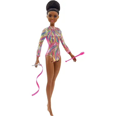 Buy Barbie Rhythmic Gymnast Brunette Doll (12-in/30.40-cm) Leotard & Accessories • 12.98£