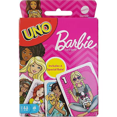 Buy UNO Barbie Card Game Special Rule Edition Pink Doll Novelty Mattel Family • 19.99£