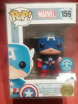 Buy Funko Pop! Captain America #159 Underground Toy Exclusive Free Pop Protector • 12.95£