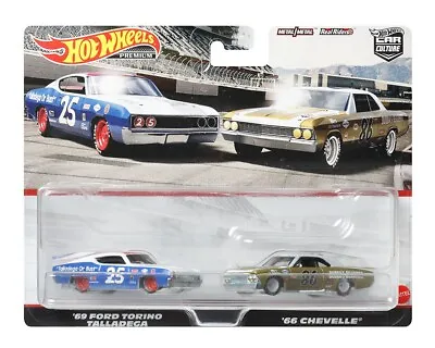 Buy Hot Wheels 2 Cars Pack Ford Torino Talladega 69 And Chevelle 66 HFF31 1/64 • 12.29£