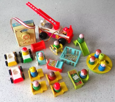 Buy Fisher Price Vintage Little People Lot Including  Fire Engine And Pocket Radio • 19.99£