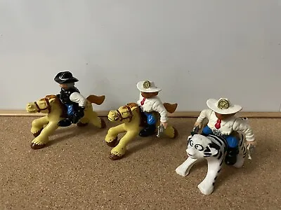 Buy 3 Vintage Fisher Price Great Adventures Western Town Cowboys With 2 Horses • 19.99£