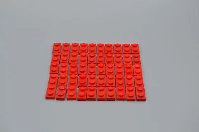 Buy LEGO 50 X Base-Plate 1x2 Red Basic Plate 3023 302321 • 2.05£