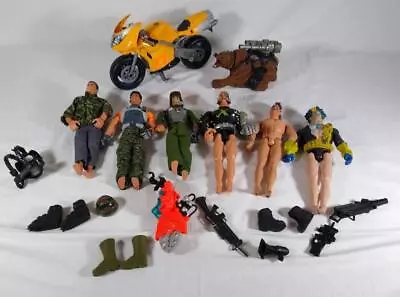 Buy Action Man & Villain Action Figure Bundle - With Motorcycle & Bear • 9.99£