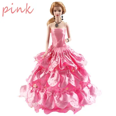 Buy Pink Barbie Doll Clothing Wedding Dress Doll Dress Princess Accessories Large • 10.20£