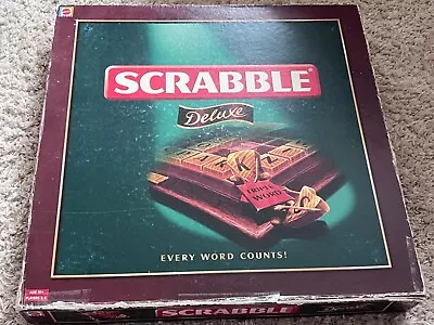 Buy Complete Vintage  Mattel SCRABBLE Deluxe WOODEN Edition Turntable Board Game • 45£