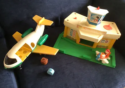Buy Vintage Fisher Price Airport And  Aeroplane + Small Plane + Figure + Luggage • 14.99£