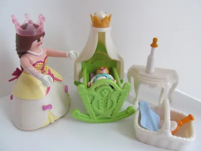 Buy Playmobil Dollshouse/Victorian/Palace Figures: Lady/Princess & Baby In Crib NEW • 11.99£