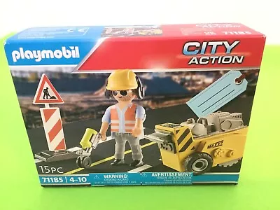 Buy Playmobil Construction Worker, Edge Cutter And Road Paint Machine 71185 • 9£