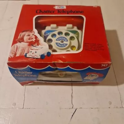 Buy Vintage Fisher Price 737 Pull Along Chatter Telephone 1974 In Box • 12.99£